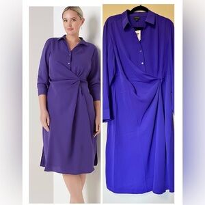 NEW JJill sz XL Wearever Twist-Front Shirtdress purple